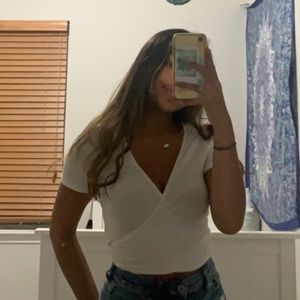 brandy white wrap top